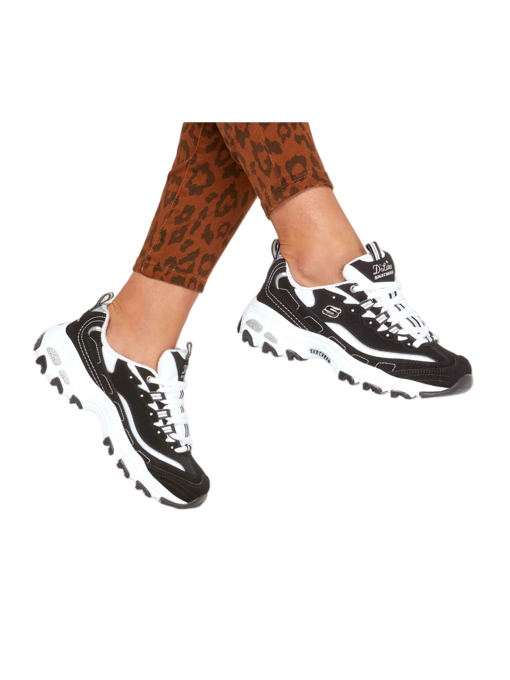 Skechers Women's Black & White D'Lites Athletic Sneakers